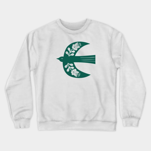 Large Folk Bird dark green Crewneck Sweatshirt by Maggiemagoo Designs